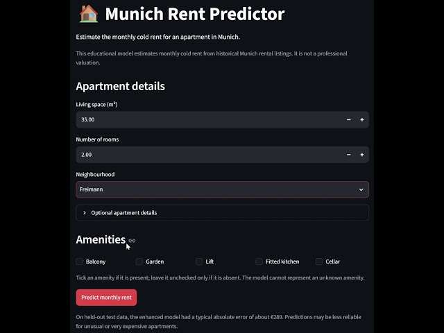Munich Rental Price Predictor | Machine Learning & Streamlit Demo