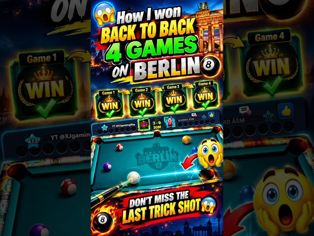 How I Won 4 Back-To-Back Games in Berlin Table! #8bp #8ballpool #8ballpooltipsandtricks #8bplive