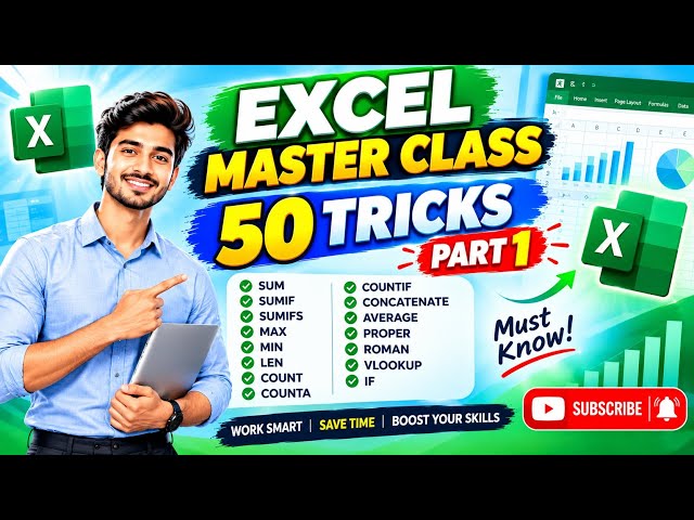 Excel Master Class 🔥 50 Amazing Excel Tricks | Part 1 | Excel Tips & Tricks for Office Work #excel 