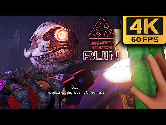 FNAF Security Breach RUIN DLC - Broken Sun & Moon Boss + Generator Locations (4K60fps)