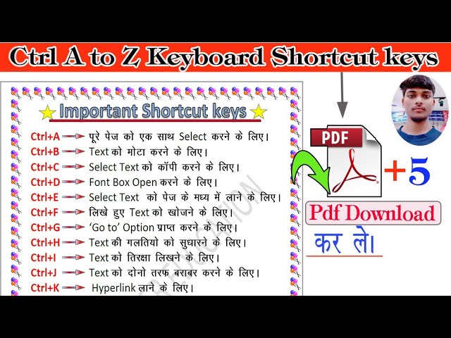 Download ctrl a to z keyboard shortcut keys pdf file.ctrl a to z shortcut keys part-2