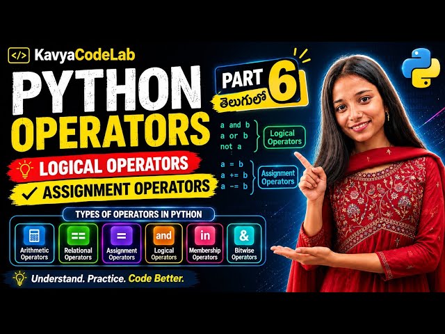 Operators in python | Part 6 | Explanation in Telugu  | Logical operators and Assignment operators 