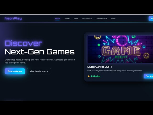 Free Gaming Website UI | HTML, CSS, JS & Tailwind CSS (Source Code)