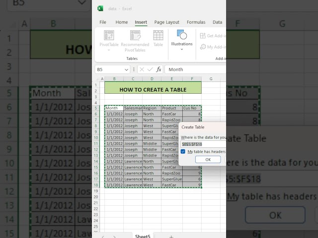 How to Create a Table | Excel Tutorial for Beginners