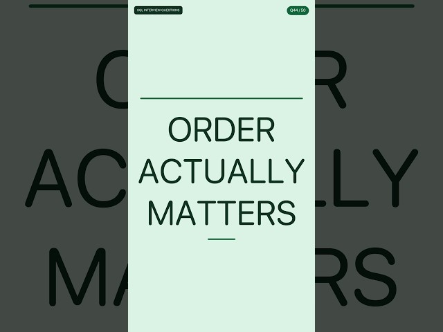 Why Does EXCEPT Care Which Query Goes First? | SQL Interview Questions
