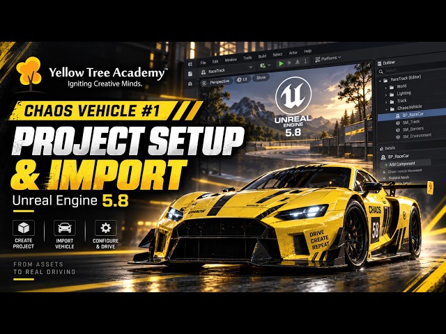 Unreal Engine 5.8 Chaos Vehicle Tutorial #1 – Project Setup & Import Race Car