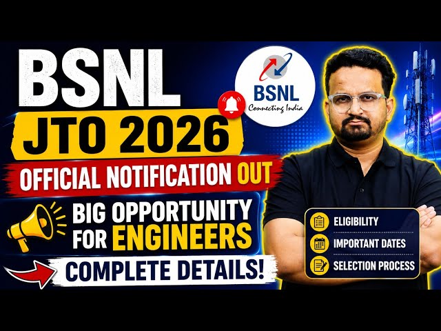 BSNL JTO Recruitment 2026 | BSNL JTO Notification 2026 Out! | BSNL Telecom Officer Vacancy 2026
