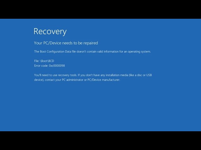 How to Fix Windows BCD Boot Errors 0xc0000098 0xc000000f 0xc0000034