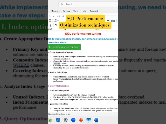 SQL Performance Optimization techniques #shorts #shortvideo #short #azuredatafactory #azure #spark