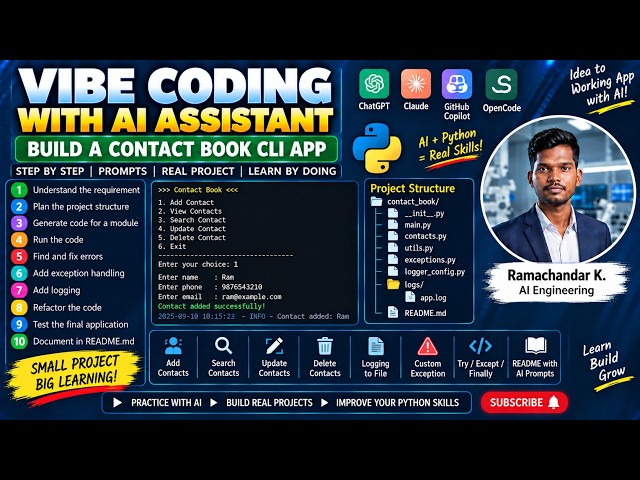 Vibe Coding with AI | Build a Python Contact Book Using ChatGPT, Claude & Copilot
