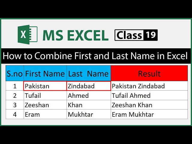 How to Combine First and Last Name in Excel
