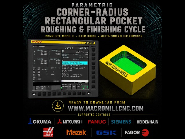 NEW Parametric Corner-Radius Rectangular Pocket Roughing & Finishing Cycle | CNC Automation Pro