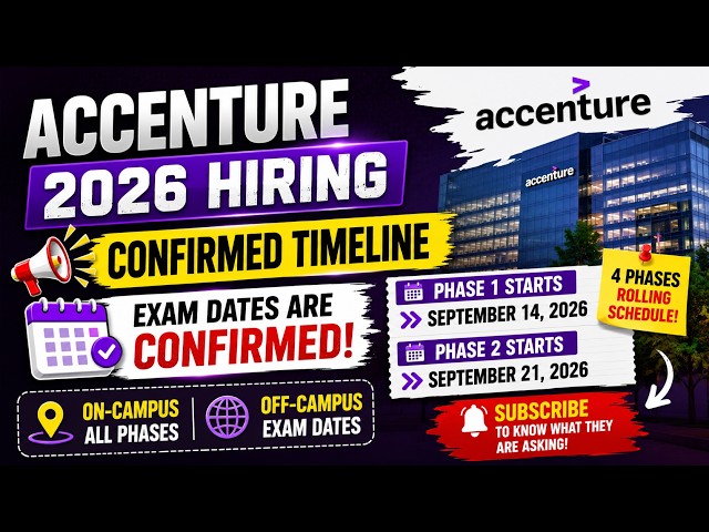 Accenture 2026 Hiring Update 🚨 Exam Dates CONFIRMED | On-Campus Phase 1 & 2 | Off-Campus Hiring