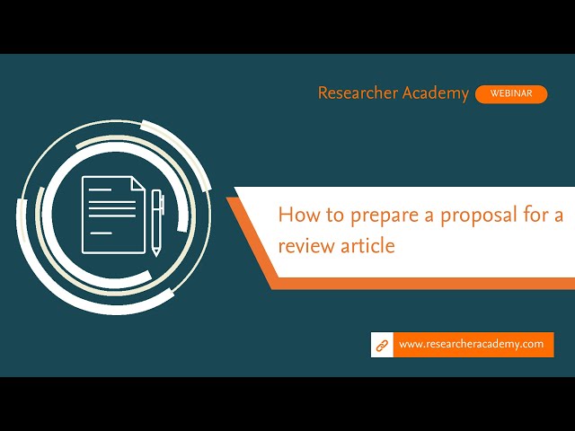 How to prepare a proposal for a review article