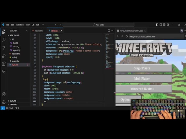 ASMR Programming - Coding Minecraft Main Menu - No Talking