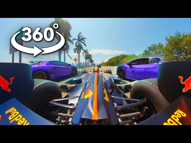360 VR Extreme | Formula vs Lamborghinis - on Miami streets. Real footage