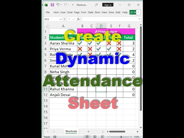Create a Dynamic Attendance Sheet in Excel #excel #exceltips #exceltutorial