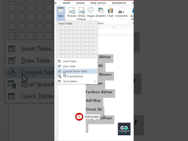 Convert Text to Table in MS Word | Easy Word Trick #words #msword  #excel #exceltips