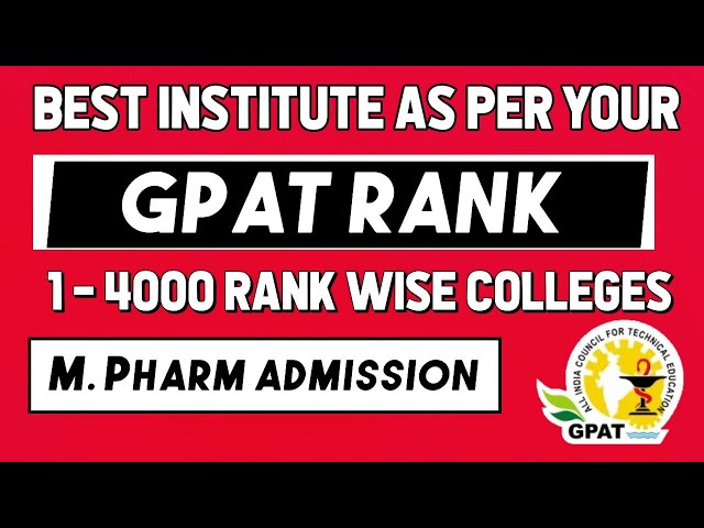 Best Colleges As Per Your GPAT Rank || Complete Admission Guidance for M.Pharma || GPAT 2025