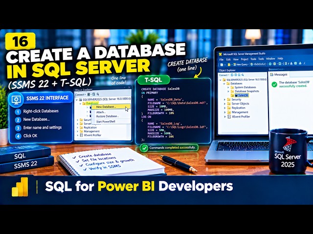 How to Create a Database in SQL Server 🤔 #sqlserver #ssms #powerbi #LearnSQL # Video 16/30