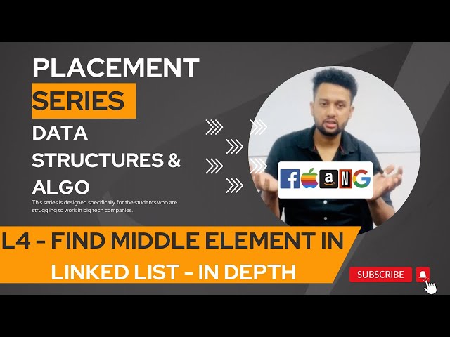 Lecture:4/50 | Find middle element in Linked List in Data Structure.