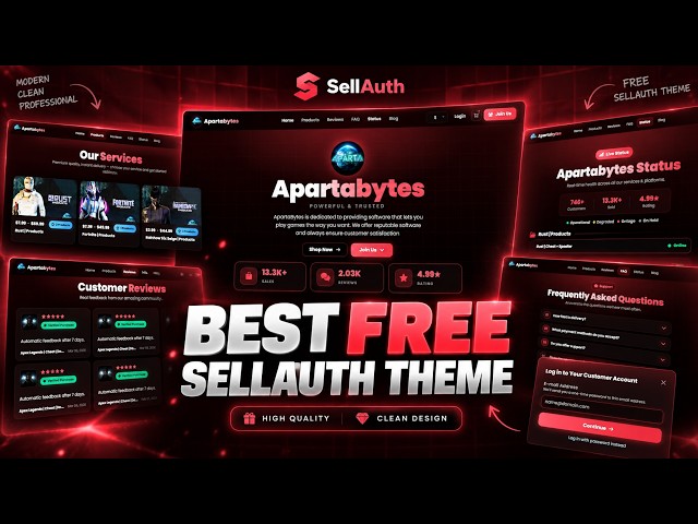 Best High Quality FREE Sellauth Theme | Synced With Sellauth's Visual Editor!