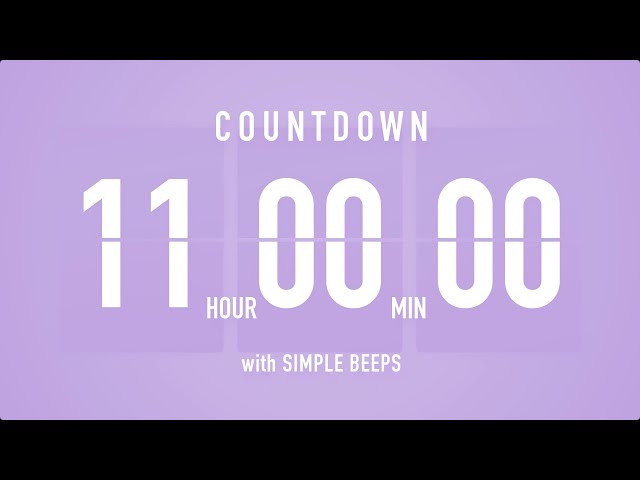 11 Hour Countdown Timer ⏳ Flip Clock with Bell Alerts 💜🔔