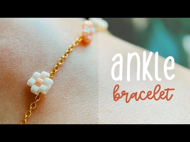 Easy beaded ankle bracelet | DIY summer ankle bracelet