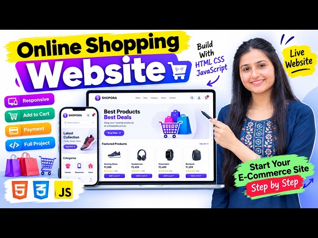 🔥Online Shopping Website Using HTML CSS JavaScript | Responsive E-Commerce Website | Full Project 🛒