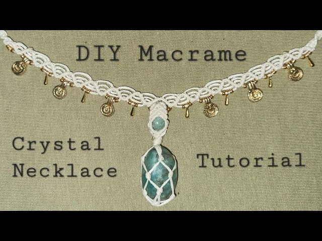 DIY Macrame Crystal Necklace Tutorial | Micro Macrame Choker with Beads & Charms