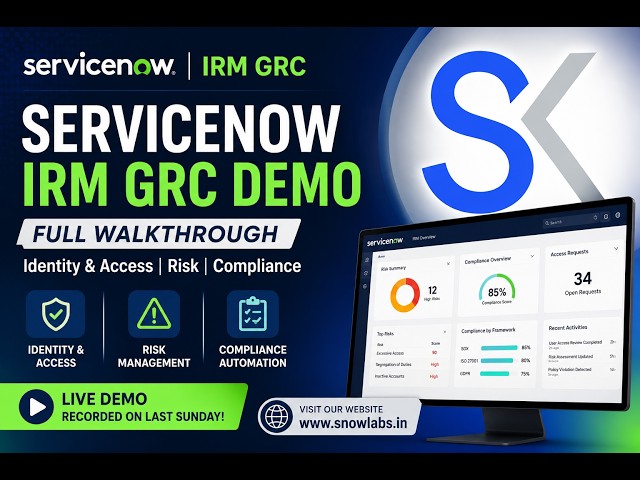 ServiceNow IRM GRC Demo | Complete End-to-End Walkthrough | Risk, Compliance & Audit | SnowLabs