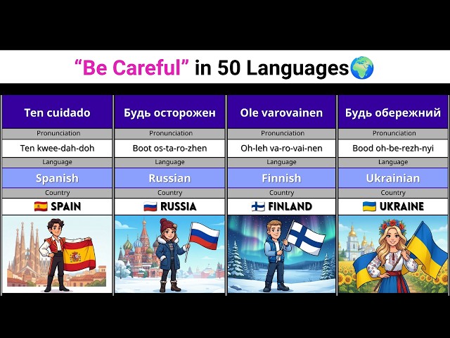 “Be Careful” in 50 Different Languages #countryballs