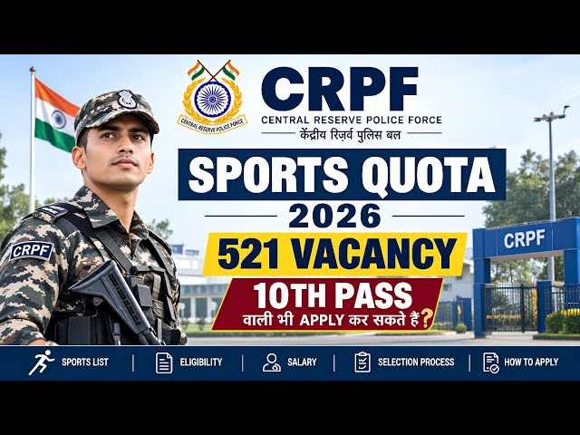 CRPF Sports Quota Vacancy 2026 🔥 521 Posts | 10th Pass Apply? | Eligibility & Full Details
