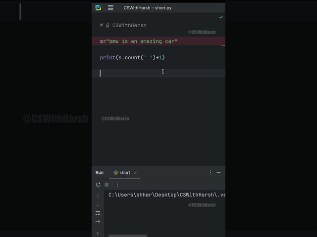 How to Find Count of all Words in a String in Python #cswithharsh #pythontutorial #coding #shorts