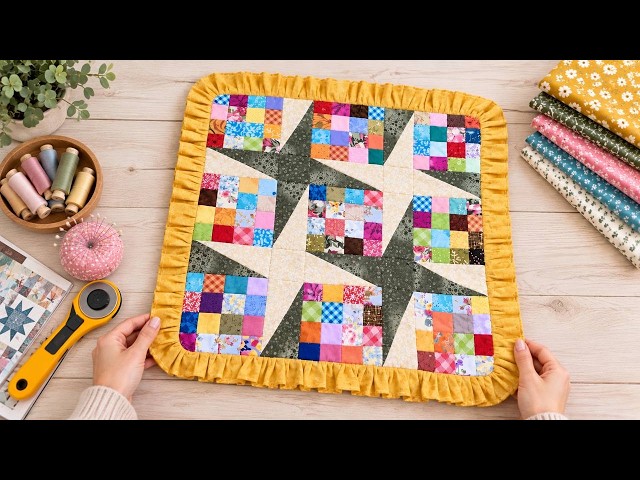 How to Sew a Beautiful Ruffled Border on a Patchwork Table Topper!✨️