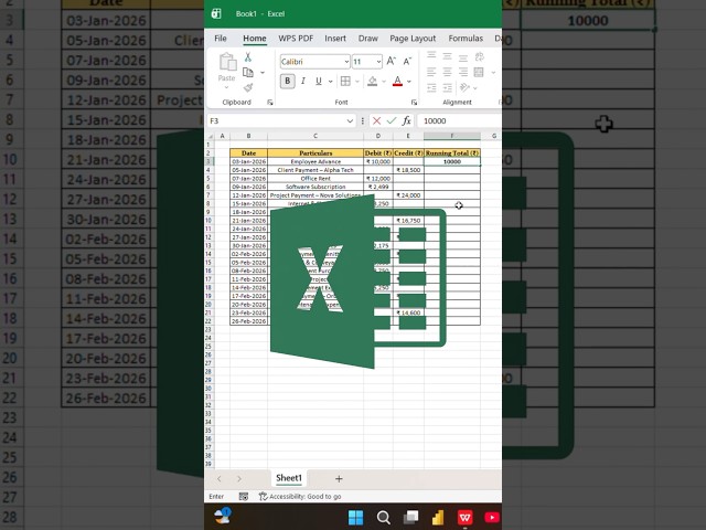 🔥 Excel Running Total in Seconds! 😱 | Ctrl + Q Excel Trick You Must Know! #excel #trending #viral
