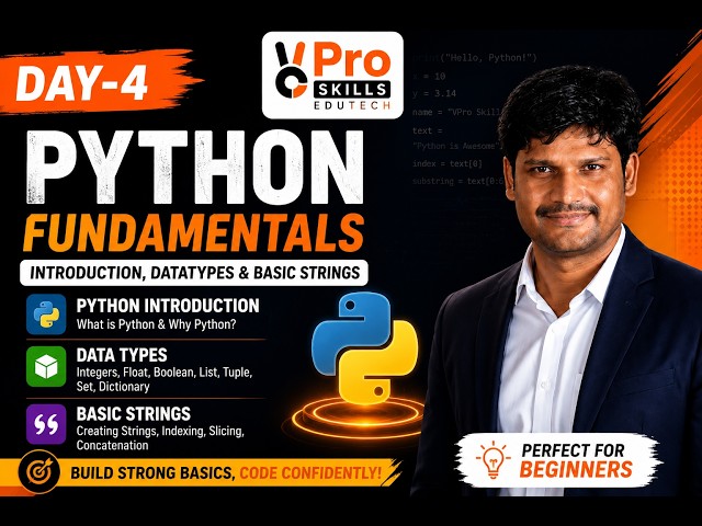 Day-4 | Python Introduction, Data Types & Basic Strings | Python Full Course