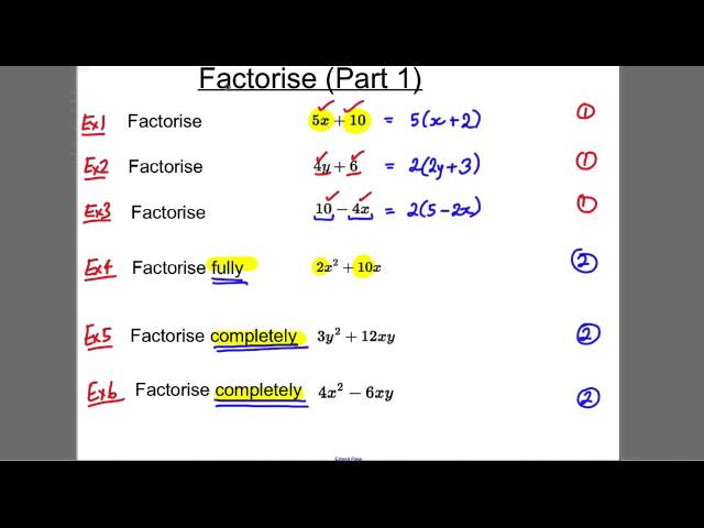 GCSE Revision Video 6 - Factorise (1)