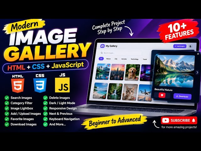 HTML CSS JavaScript Se Image Gallery Kaise Banaye 🔥 | Complete Project