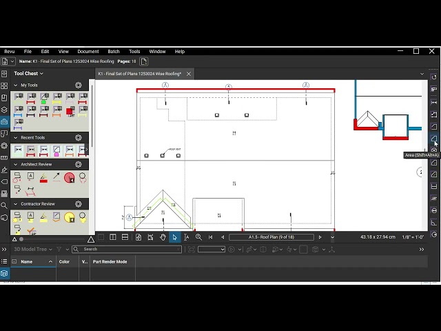 How to measure lengths and areas in Bluebeam using a roofing takeoff example