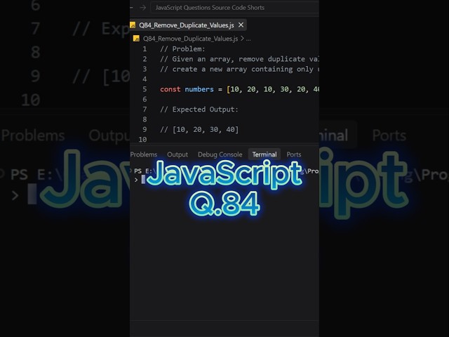 JavaScript Q84 Remove Duplicate Values #shorts #javascript #coding #technohike
