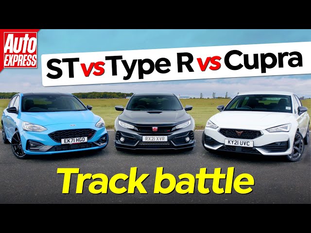 Focus ST Edition vs Civic Type R vs Cupra Leon 300: MEGA hatch track battle | Auto Express