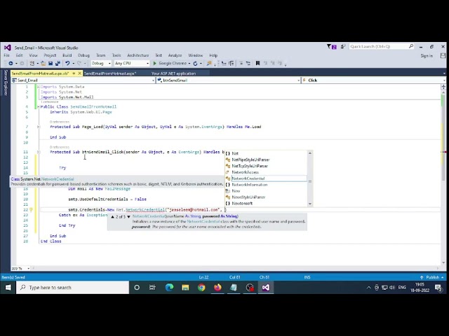 Send email from vb.net to any email providers using Microsoft SMTP or Hotmail ID | learn easy | 2022