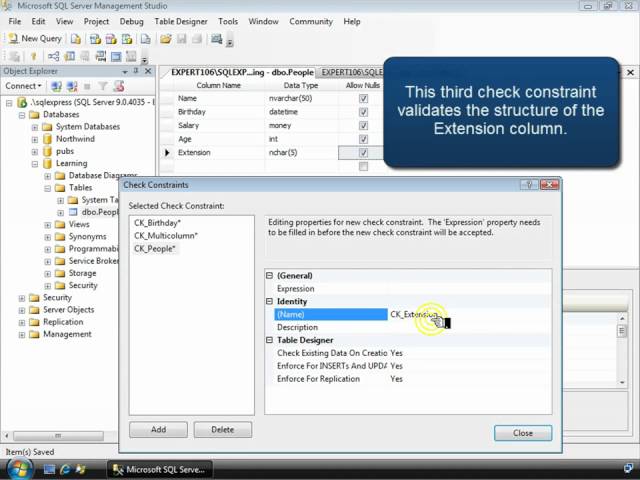 SQL 2008 Tutorial Check Constraints