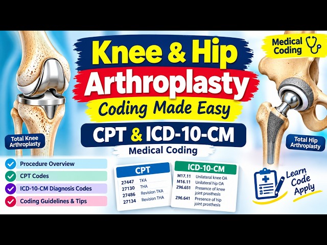 Knee & Hip Arthroplasty Coding Made Easy  CPT & ICD-10-CM Medical Coding Medical Coding Training