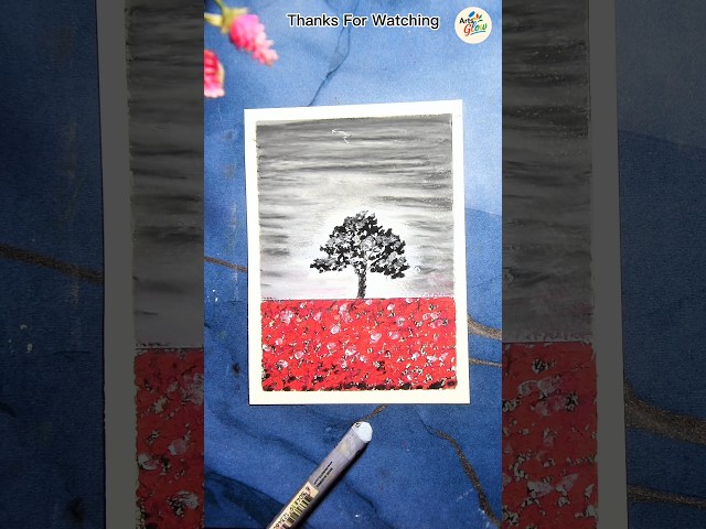 Beautiful Tree Landscape Painting 🌳❤️ | Easy Nature Art Drawing for Beginners