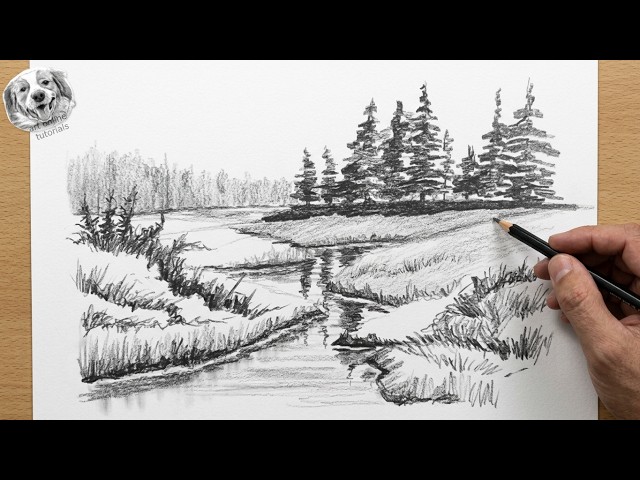 How to Draw a Realistic River Landscape in Pencil Easy and Step by Step