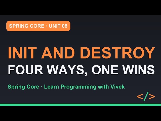 Spring Framework Core: Four Ways to Initialise and Destroy | Unit 08