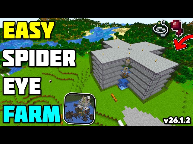Minecraft Spider Farm - Easy Spider Eyes & String | (No Spawner)