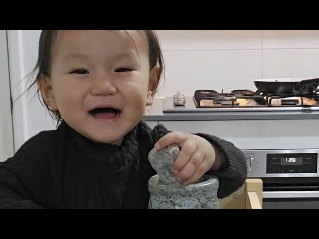 Making Nepali raddish & carrot pickle in a jar with my 1 yr old 